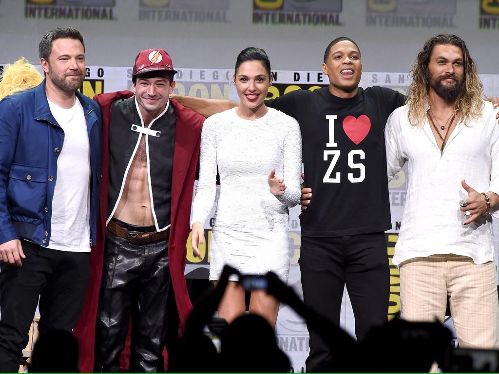 Justice League cast members at Comic Con in 2017.