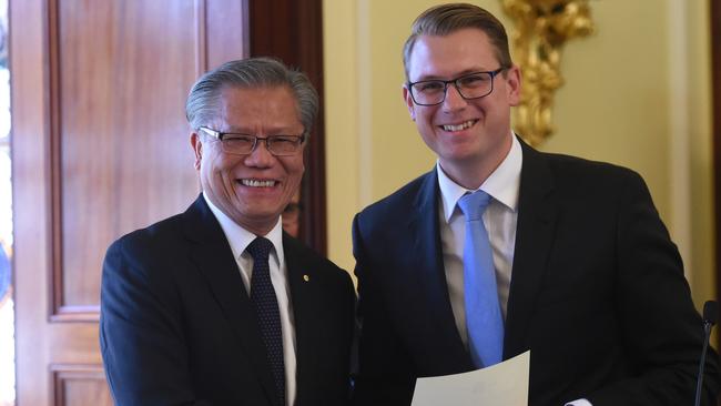 Governor Hieu Van Le with new Local Government Ministe. Stephan Knoll. Picture: Tricia Watkinson