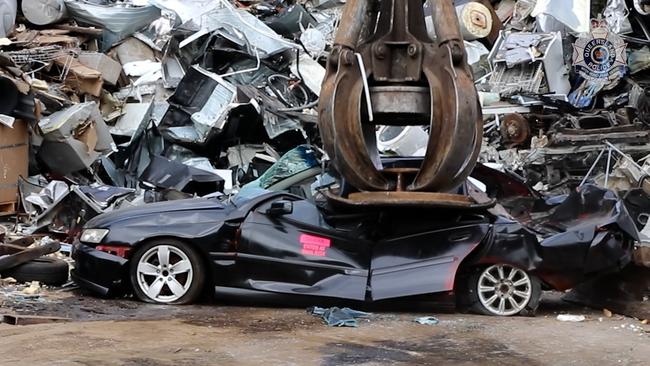 An alleged Gold Coast hoon's car is crushed by Queensland Police.