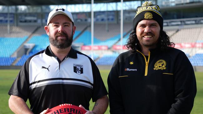 Claremont Magpies coach Nathan Senior and Hobart Tigers coach Allen Christensen will be gunning for their first wins on Saturday. Picture: Jacob Doole