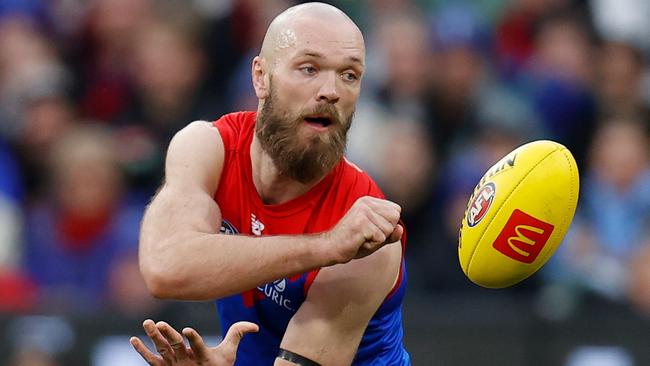 Max Gawn was forced off the ground in the second quarter. Picture: AFL Photos/Getty Images