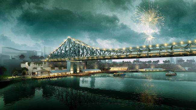 An artist's impression of the new Howard Smith Wharves precinct in Brisbane.