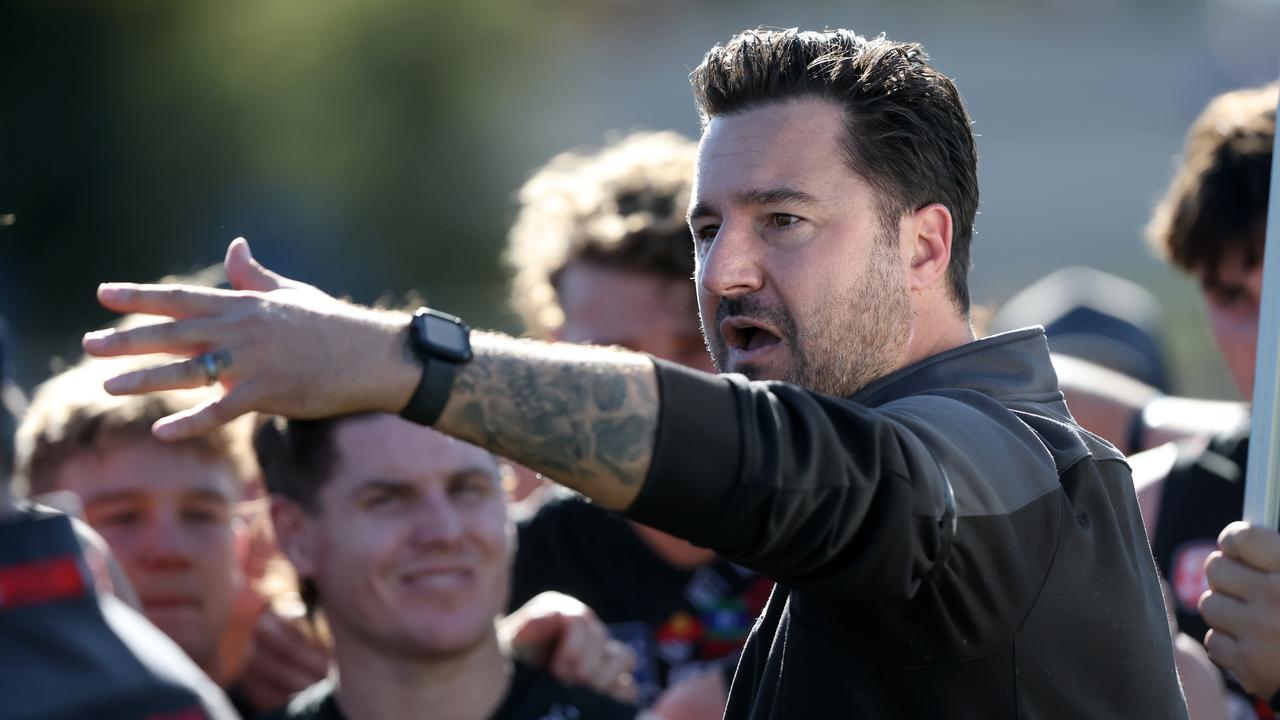 Adam Hartlett coaching West Adelaide against Norwood last Saturday. Picture: Cory Sutton