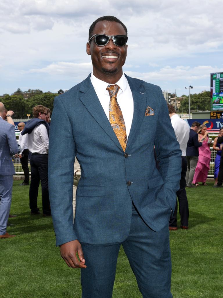 TAB Epsom Day racegoer Kevin Boateng at Randwick Racecourse. Jane Dempster/Daily Telegraph.