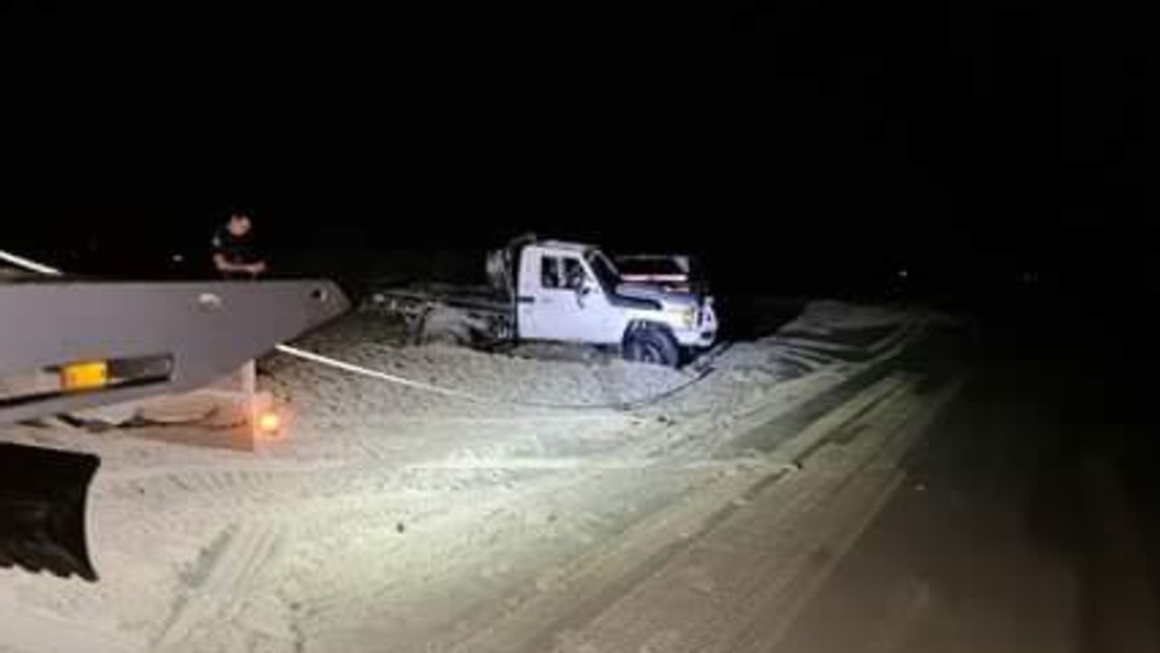 Claytons Towing is urging people to drive safely on beaches following a car rollover at Teewah Beach on Saturday night.