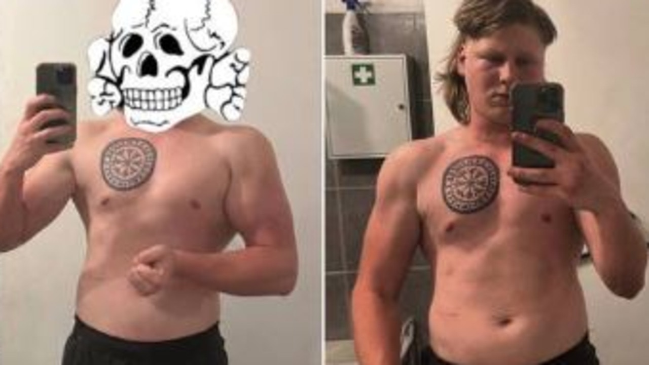 The White Rose Society has also unearthed shirtless pictures of Mr Bull showing his vegvísir tattoo – an Icelandic symbol which has been adopted by many Australian neo-Nazis.