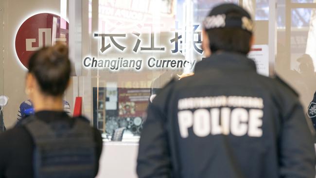A search warrant at Changjiang Currency Exchange in Sydney’s CBD was executed as part of Operation Avarus-Nightwolf.