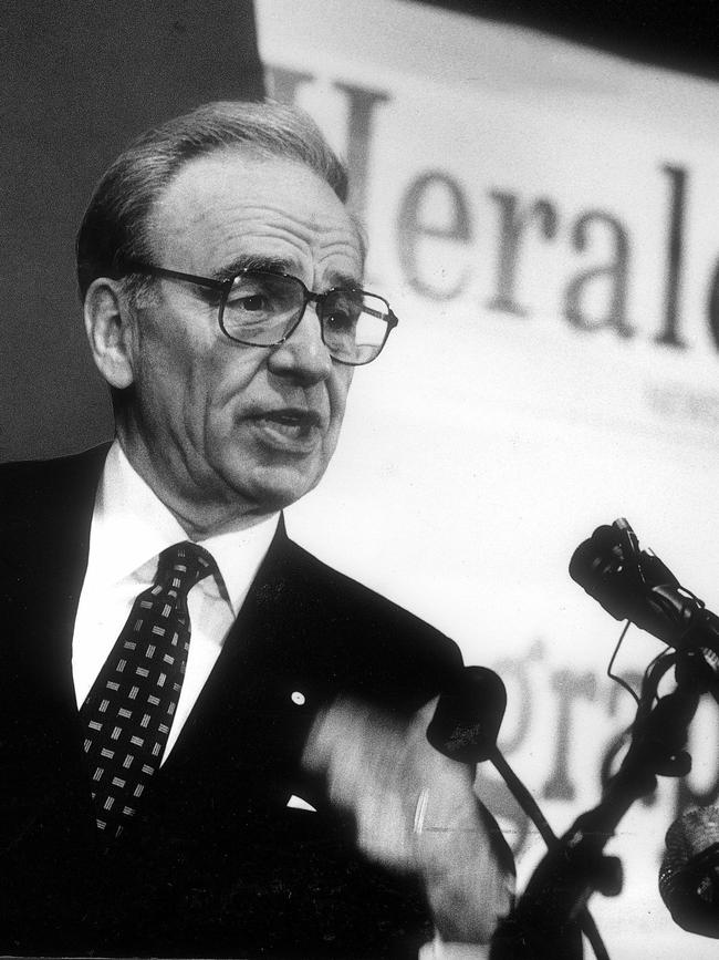 Rupert Murdoch announces the birth of the Herald-Sun (the hyphen was later dropped) following the merger of The Herald and The Sun.