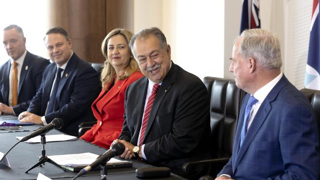 President Andrew Liveris AO address the media at a press conference before the inaugural Organising Committee (BOCOG) Board Meeting for the Brisbane 2032 Olympic and Paralympic Games. NewsWire: Sarah Marshall