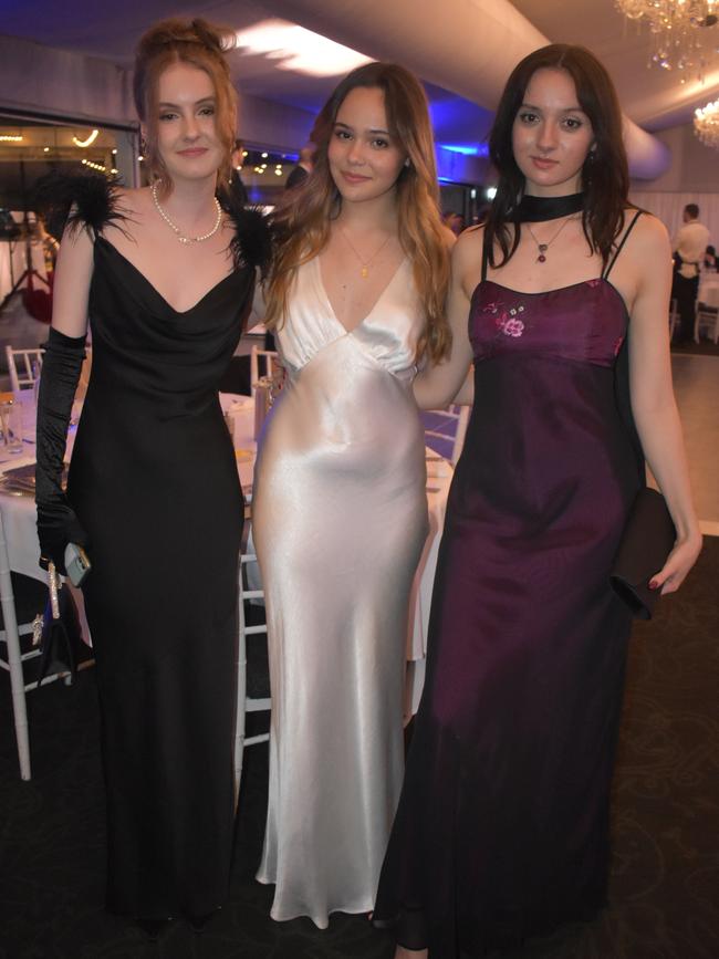 Sasha Brewin-Brown, Violet Parker and Jasmine Johansson at Queensland Academies Creative Industries formal.
