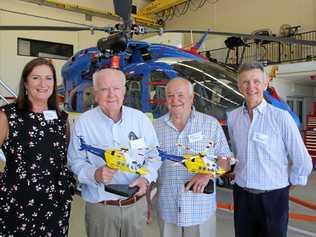 VALUED CONTRIBUTION: LifeFlight Foundation CEO Leanne Angel, Don Moffatt, Bill Freeman and LifeFlight Sunshine Coast director Rod Forrester at the RACQ LifeFlight Rescue Helicopter presentation morning at Sunshine Coast Airport. Picture: Erle Levey