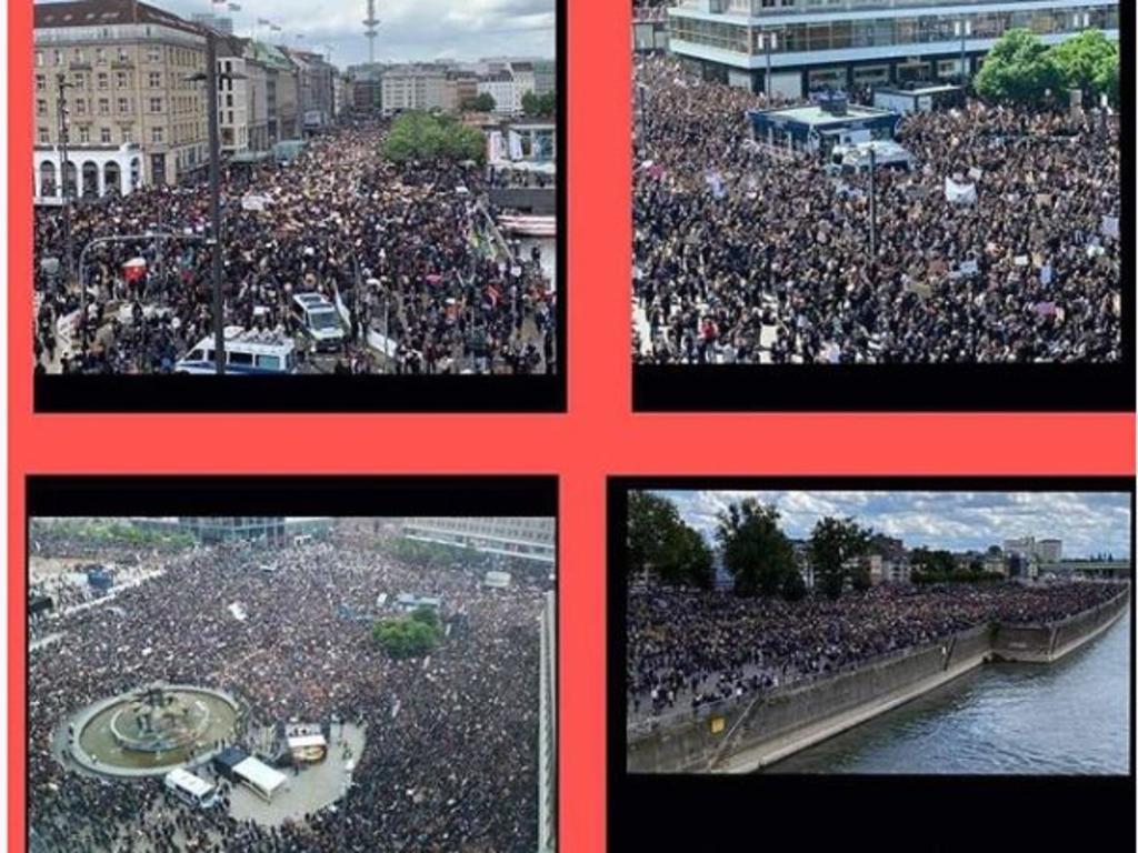 Therese Kerr also posted a link to a anti-masker protest in Berlin on the Instagram page of the Australian Vaccination-risks Network. Picture: Instagram.