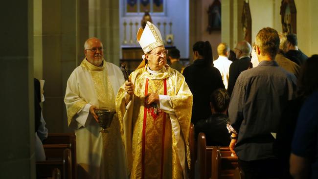 Catholic Archbishop Julian Porteous at the Easter Sunday mass at St Mary’s Cathedral in Hobart. Picture: MATT THOMPSON