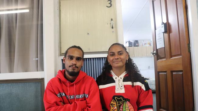 Tyson Martin and Diamond Kris at the City Gates Motel, Mackay. Photo: Luke Lay