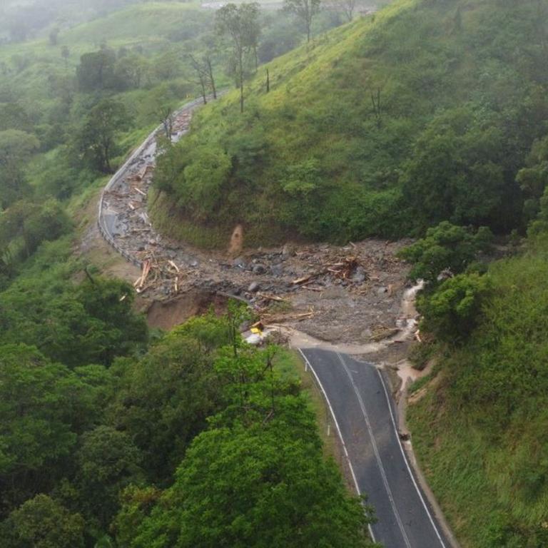 Mackay-Eungella Road remains closed in both directions on Eungella Range due to extensive damage caused by heavy rainfall.