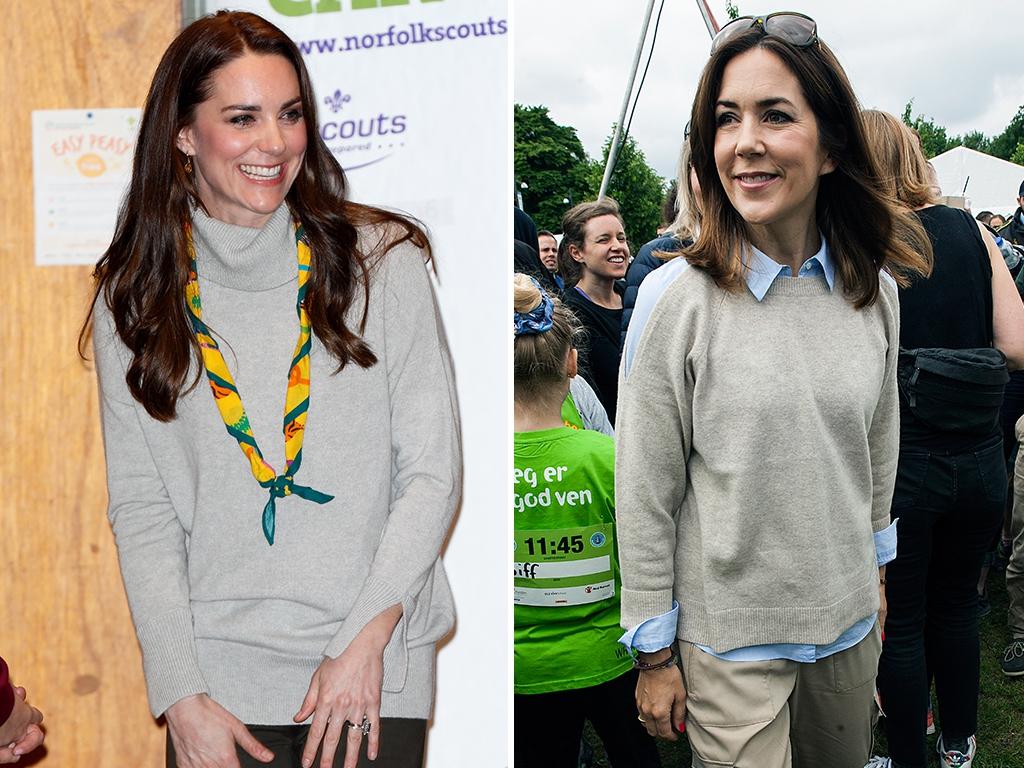 Catherine, Duchess of Cambridge attends a special Cub Scout Pack meeting on December 14, 2016 in King’s Lynn, England. Picture: Getty...Crown Princess Mary of Denmark during the ‘Children’s Relay Run’ in Faelledparken on June 10, 2017 in Copenhagen, Denmark. Picture: Getty