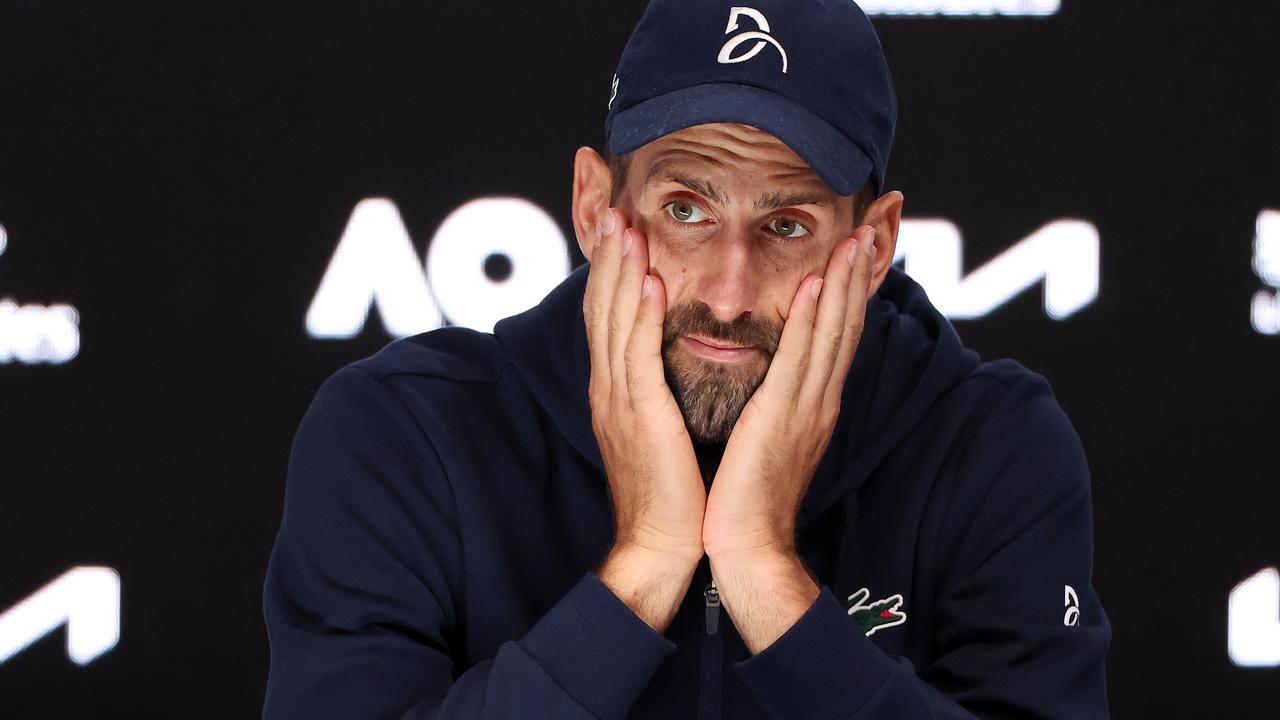 Djokovic spoke to a packed press room after the match. Picture: Mark Stewart