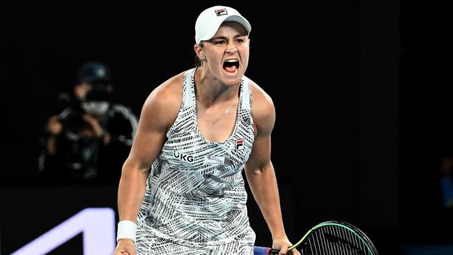 Barty showed more emotion than usual following her historic win over Danielle Collins. Picture: Getty