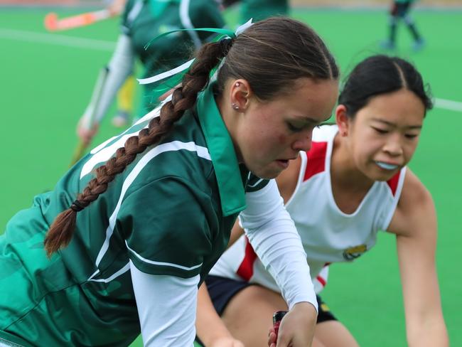 Action at the 2021 NSW U15 girls hockey championships in Lithgow. Pic: Click In Focus