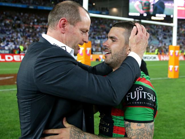 Adam Reynolds and Michael Maguire celebrate grand final glory. Picture: Gregg Porteous