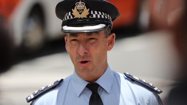 Chief Superintendent Rhys Wildman put hoons on notice in the wake of a man being charged for a burnout outside a police station. Picture: NIGEL HALLETT