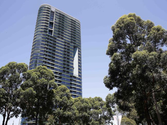 the  Opal Tower at Sydney Olympic park. It has been closed since structural damage and cracking occured. Picture: John Appleyard