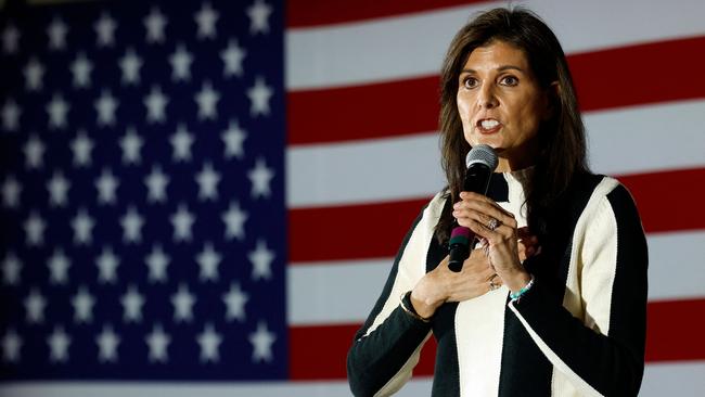 US Republican Presidential hopeful and former UN Ambassador Nikki Haley speaks during a campaign rally in Troy, Michigan, on February 25, 2024. The Michigan Republican primary is scheduled for February 27, 2024. (Photo by JEFF KOWALSKY / AFP)