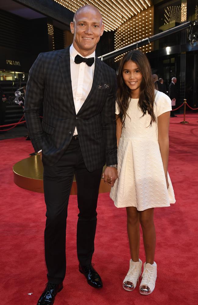 Michael Klim with daughter Stella at the 58th annual TV Week Logie Awards. PICTURE: JASON EDWARDS