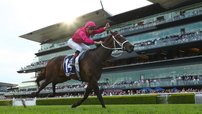 SYDNEY, AUSTRALIA – OCTOBER 14: James McDonald riding Fangirl wins Race 9 King Charles III Stakes during Sydney Racing – TAB Everest Day at Royal Randwick Racecourse on October 14, 2023 in Sydney, Australia. (Photo by Jeremy Ng/Getty Images)