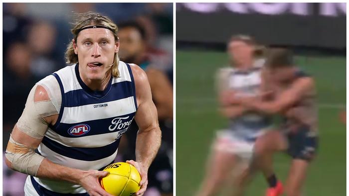Mark Blicavs could be in hot water over an incident with Lachie Whitfield.