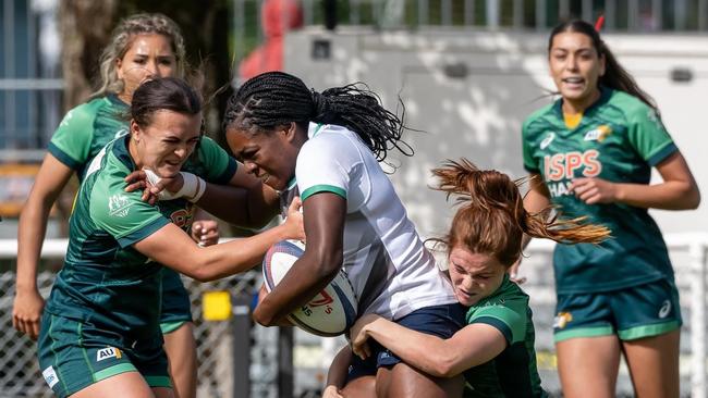 Rugby Sevens player Ava and Edie. Picture: Supplied