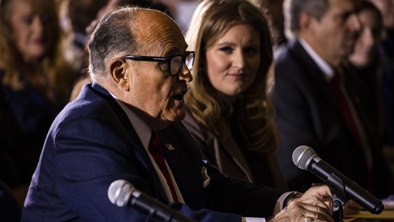 Rudy Giuliani and Jenna Ellis in Pennsylvania. Picture: Samuel Corum/Getty Images/AFP