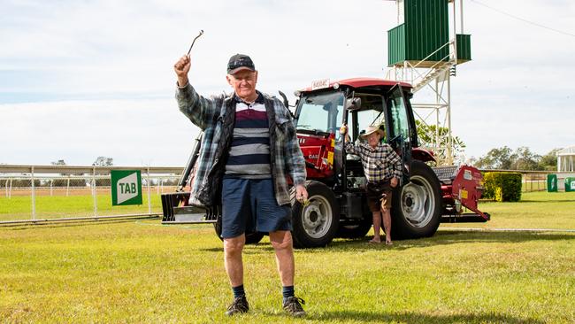 Lockyer Valley Turf Club volunteers Al Svensson and Jack Tillack. PHOTO: ALI KUCHEL