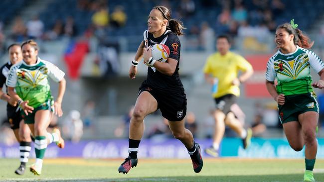 Making a break during the Women's Rugby League World Cup. (Jason McCawley/Getty Images)