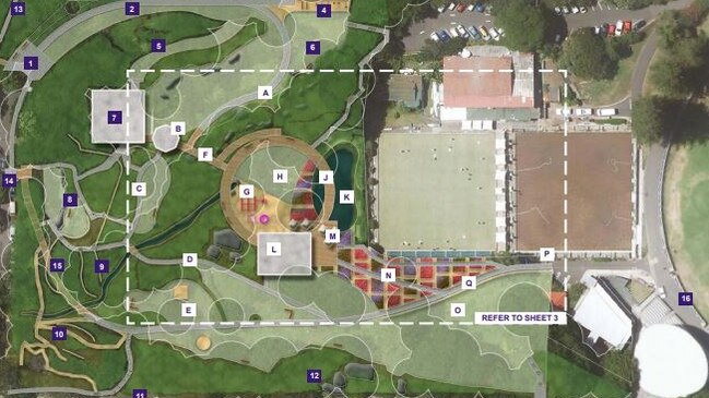 A map of the area included in the proposed Ivanhoe Park Masterplan and Plan of Management shows the rainforest garden (9). Picture: Northern Beaches Council