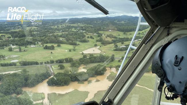 The search for a missing motorcycle rider in the Gympie region. Picture: RACQ LifeFlight.