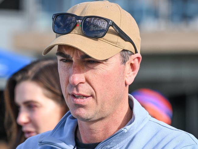 Symon Wilde after Fabalot (GER) won the Coastal Wholesalers Hurdle at Warrnambool Racecourse on June 23, 2024 in Warrnambool, Australia. (Photo by Reg Ryan/Racing Photos via Getty Images)