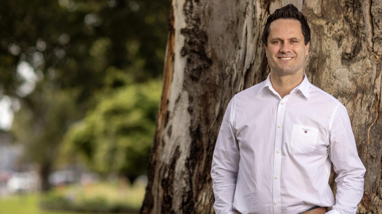 Gavin Wanganeen, now a professional artist and business owner, in Adelaide’s parklands. Picture: NCA NewsWire / Kelly Barnes