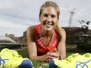 21/1/16 - bay to city ambassador Jessica Trengove on Pinky Flat in Adelaide. Picture Simon Cross