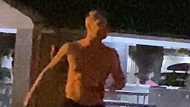 Footage of Michael Clarke involved in a heated argument with his girlfriend Jade Yarbrough, over his ex-girlfriend Pip Edwards. Jasmine Yarbrough and Karl Stefanovic were also in the park in Noosa.