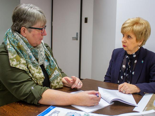 City of Mount Gambier CEO Sarah Philpott and Mayor of MountGambier Lynette Martin review the Belgravia operator contract for theWulanda Recreation and Convention Centre. PIcture: Supplied
