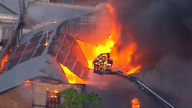 The heritage listed buildings were gutted after Wednesday’s fire. Picture: 9 News