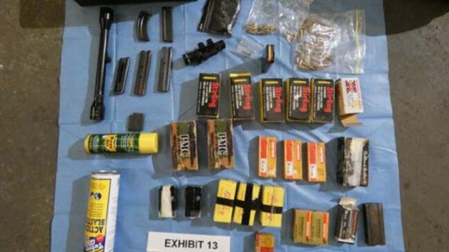 Assorted ammunition and firearm parts found inside shoebox located in the boot of the stolen grey Volkswagen Golf Coupe. Picture: Supplied/OPP