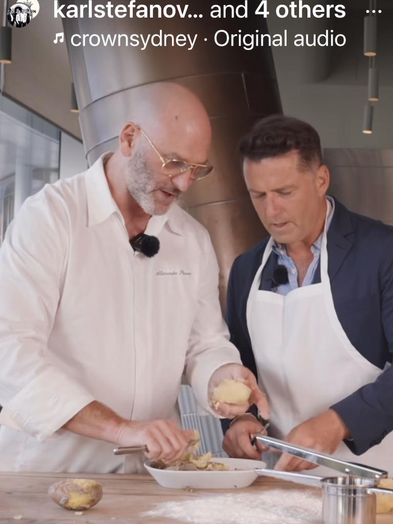 Karl Stefanovic with chef Alex Pavoni in extended ad for Crown Casino posted to Stefanovic’s Instagram account. Picture: Instagram