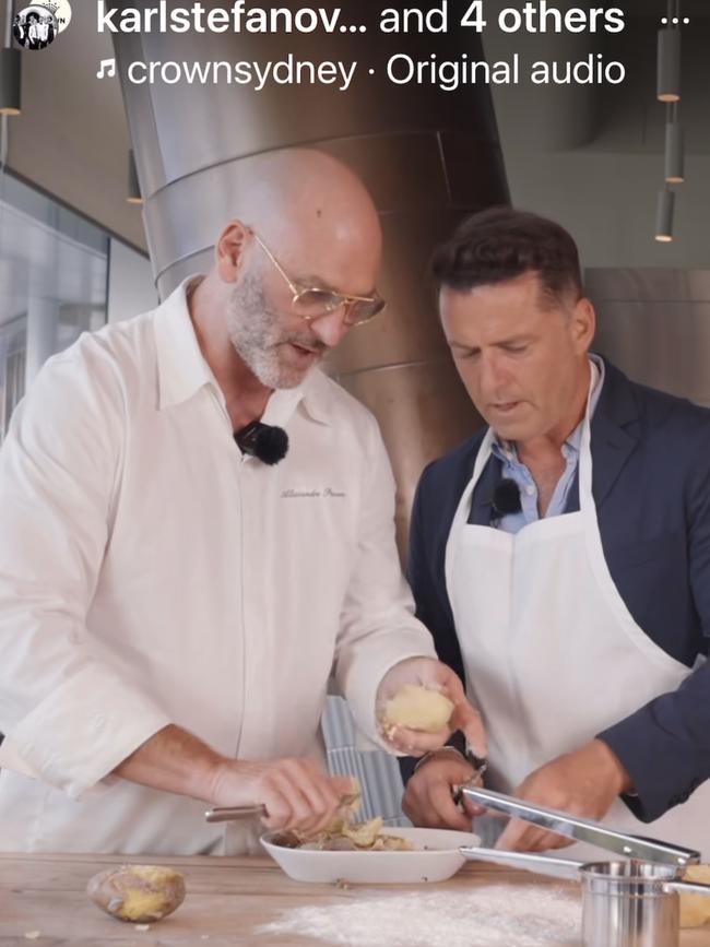 Karl Stefanovic with chef Alex Pavoni in extended ad for Crown Casino posted to Stefanovic’s Instagram account. Picture: Instagram