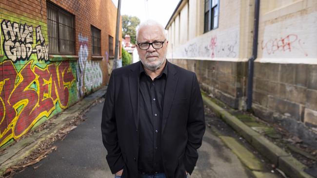 Journalist Matthew Condon in the lane in Marrickville where John Regan was shot dead. Picture: Ryan Osland
