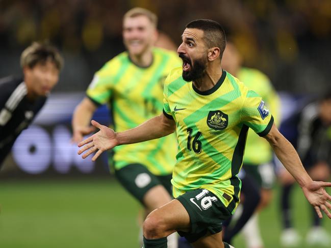 Aziz Behich scored the winner for the Socceroos. Picture: Getty Images