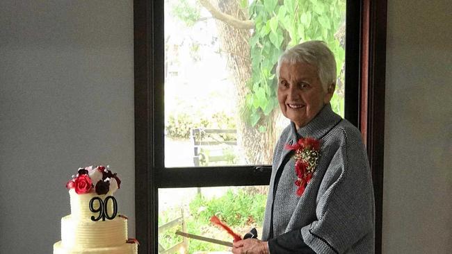 Julia Lawrence OAM celebrates her 90th birthday in Gympie. Picture: Contributed