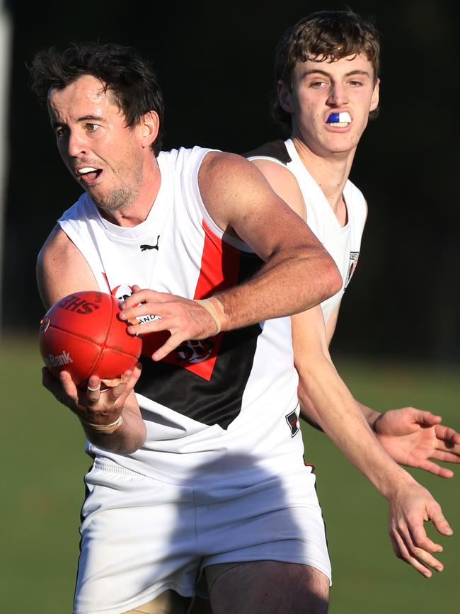 EFL: Mitch Garner in action for South Belgrave. Picture: Stuart Milligan