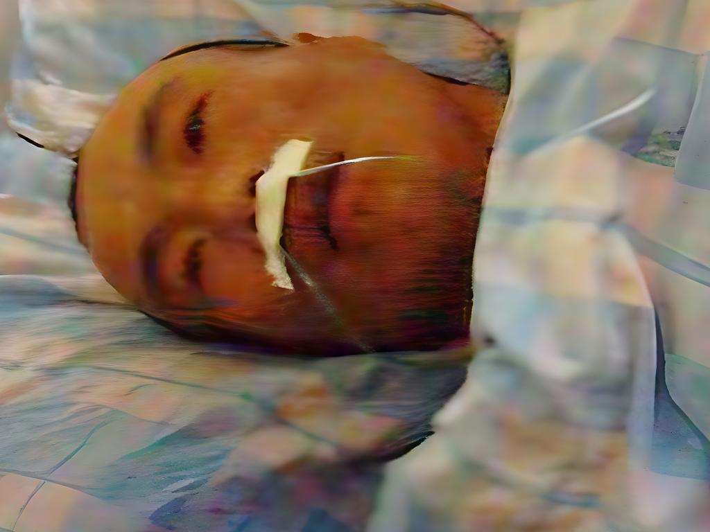 A photo secretly taken in a Chinese hospital after part of his left lung and liver were removed.